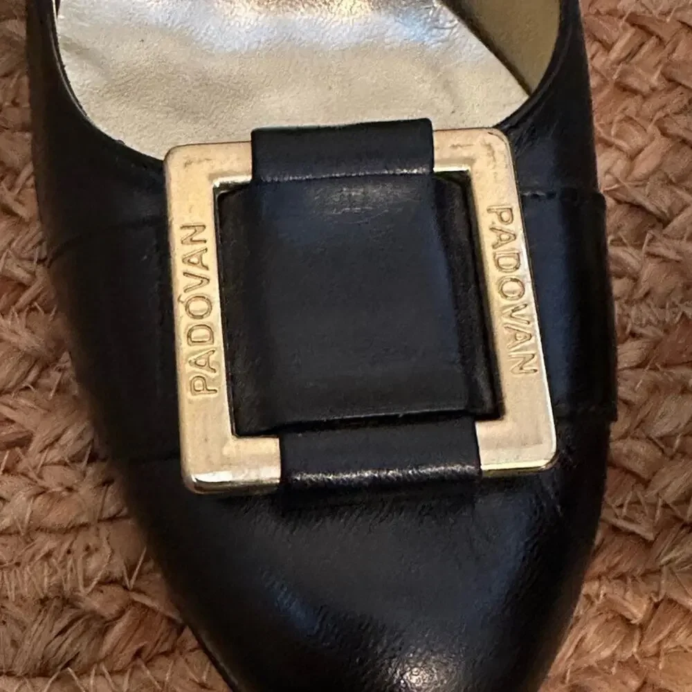 Luciano Padovan Black Leather Buckle Pumps Made in Italy Size 8- 8.5 (38 1/2)